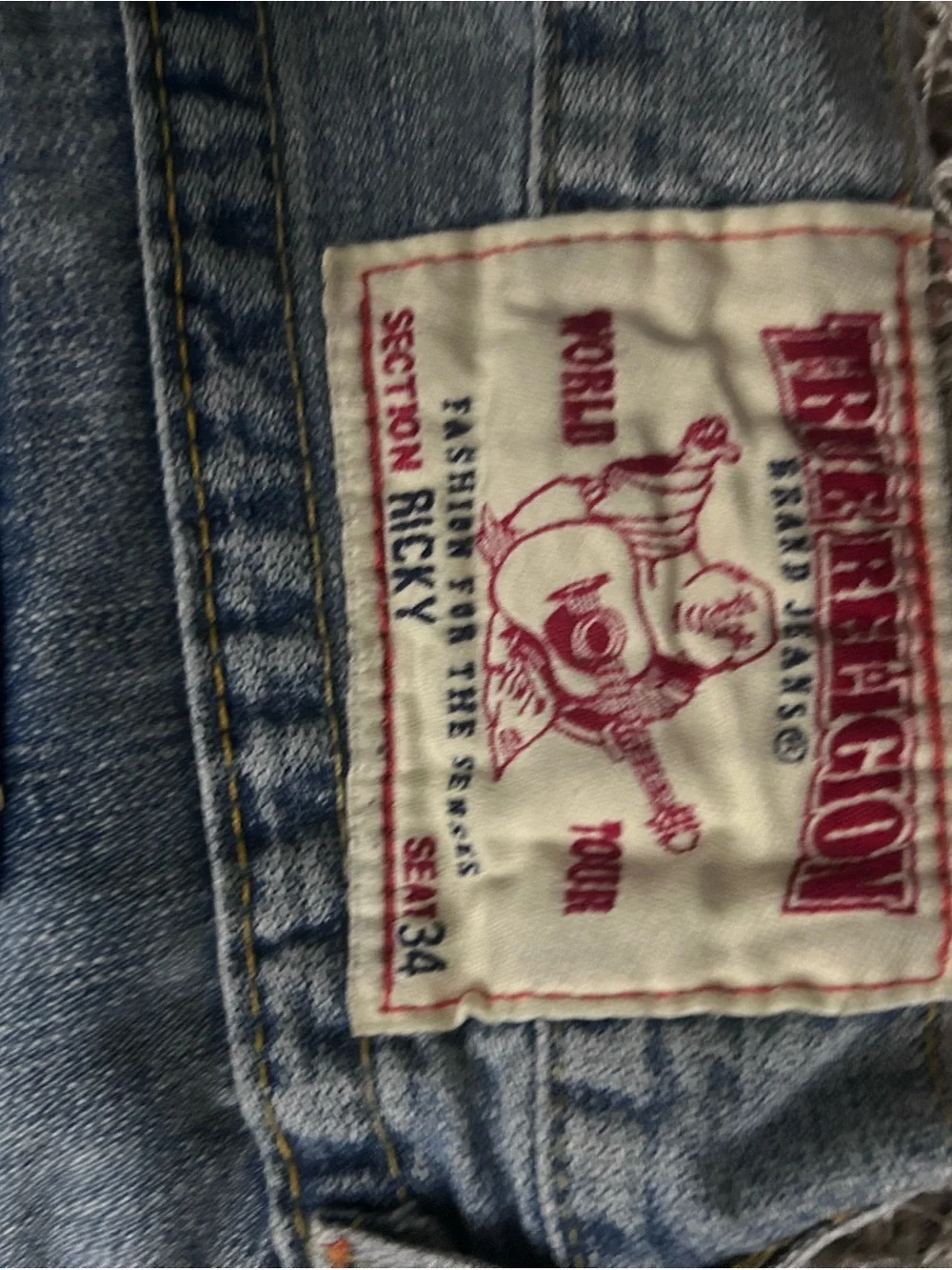 True Religion Light Blue Distressed Straight Leg Jeans
